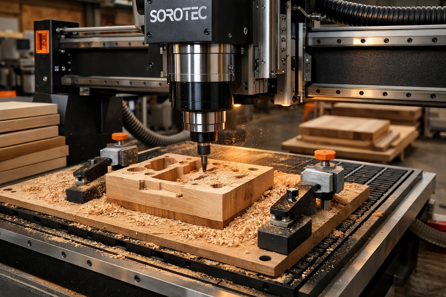 CNC-Fräse für präzise Holz- und Projektteile bei UP Prototypes in Sachsen